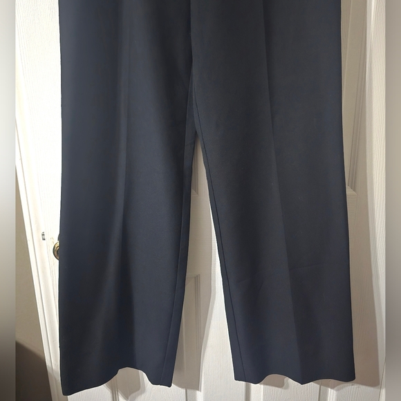 FRAME Wide Leg Zip Front Twill Trousers, Structured Black Dress Pants, Sz 10 - Picture 4 of 14